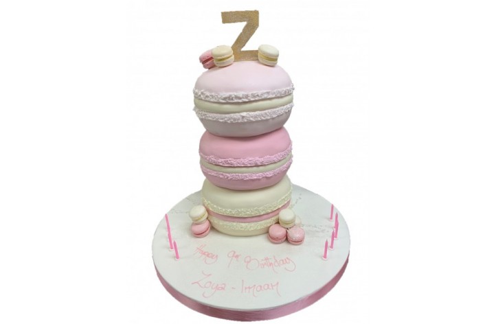 Pink Macaron Tiered Cake